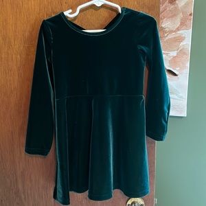 3T girls green velvet skater dress